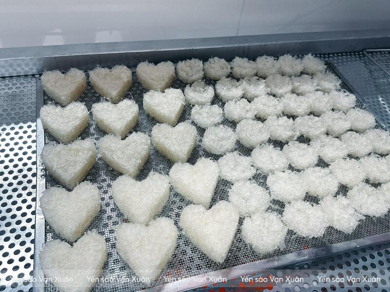 Sợi yến tinh chế vụn được đắp nhiều khuân khác nhau