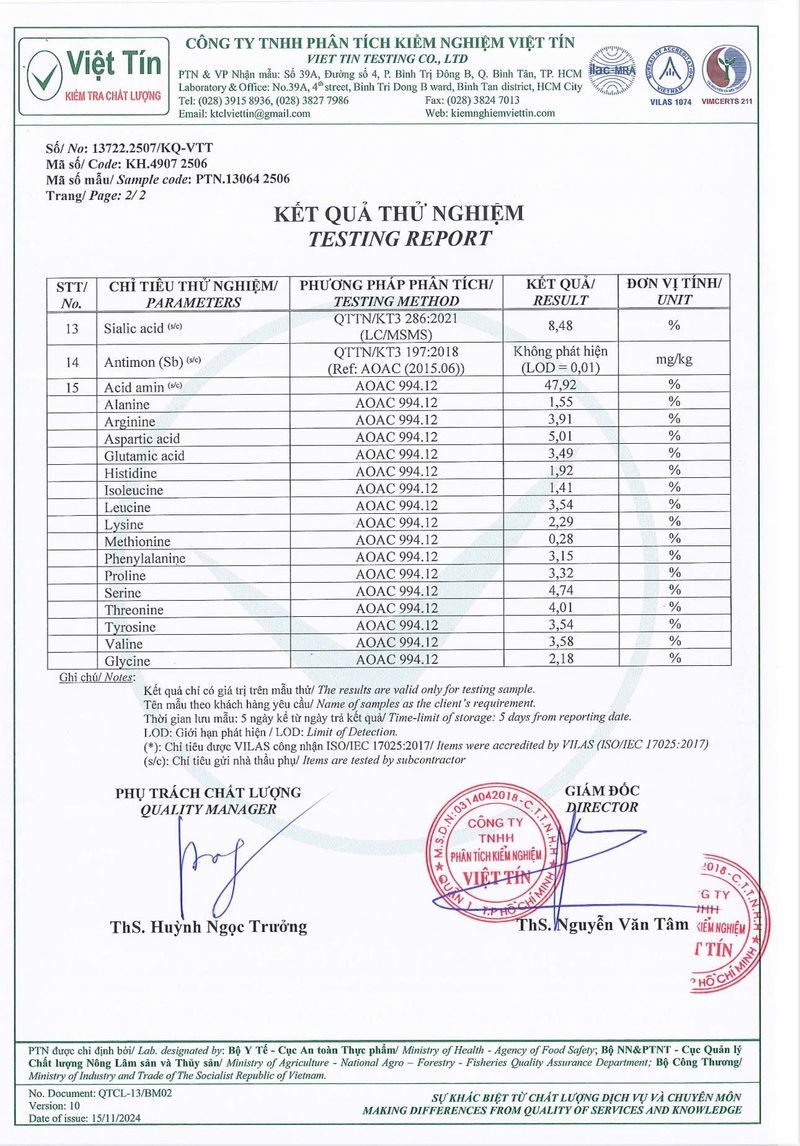 Giới thiệu về Yến Sào Vạn Xuân 3 Giấy kiểm định chất lượng sản phẩm yến sào