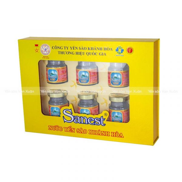 Xách 6 hộp yến sào Khánh Hoà Sanest chưng đường phèn