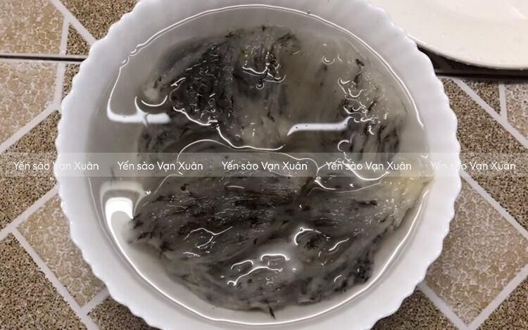 Hướng dẫn cách nhặt lông yến nhanh, không mất chất hiệu quả 12 Ngâm tổ yến thô trong nước sạch tới khi yến tơi, có thể tách sợi