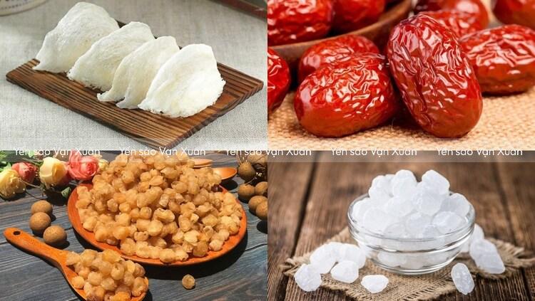 3 cách yến chưng long nhãn đơn giản, thơm ngon, bổ dưỡng 13 Nguyên liệu yến chưng long nhãn và táo đỏ